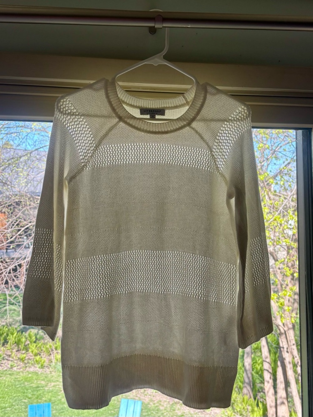 Liverpool White Open-Weave Crewneck Tunic Summer Sweater XS